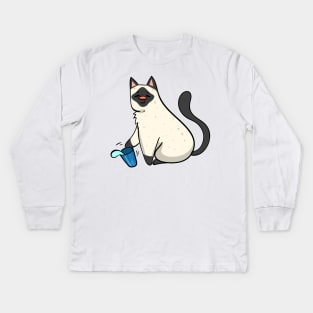 Water Spiller Cat - Siamese Kids Long Sleeve T-Shirt